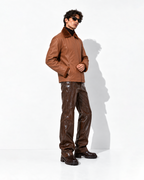 FUR-YOKE LEATHER TRENCH-BOMBER