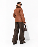 FUR-YOKE LEATHER TRENCH-BOMBER