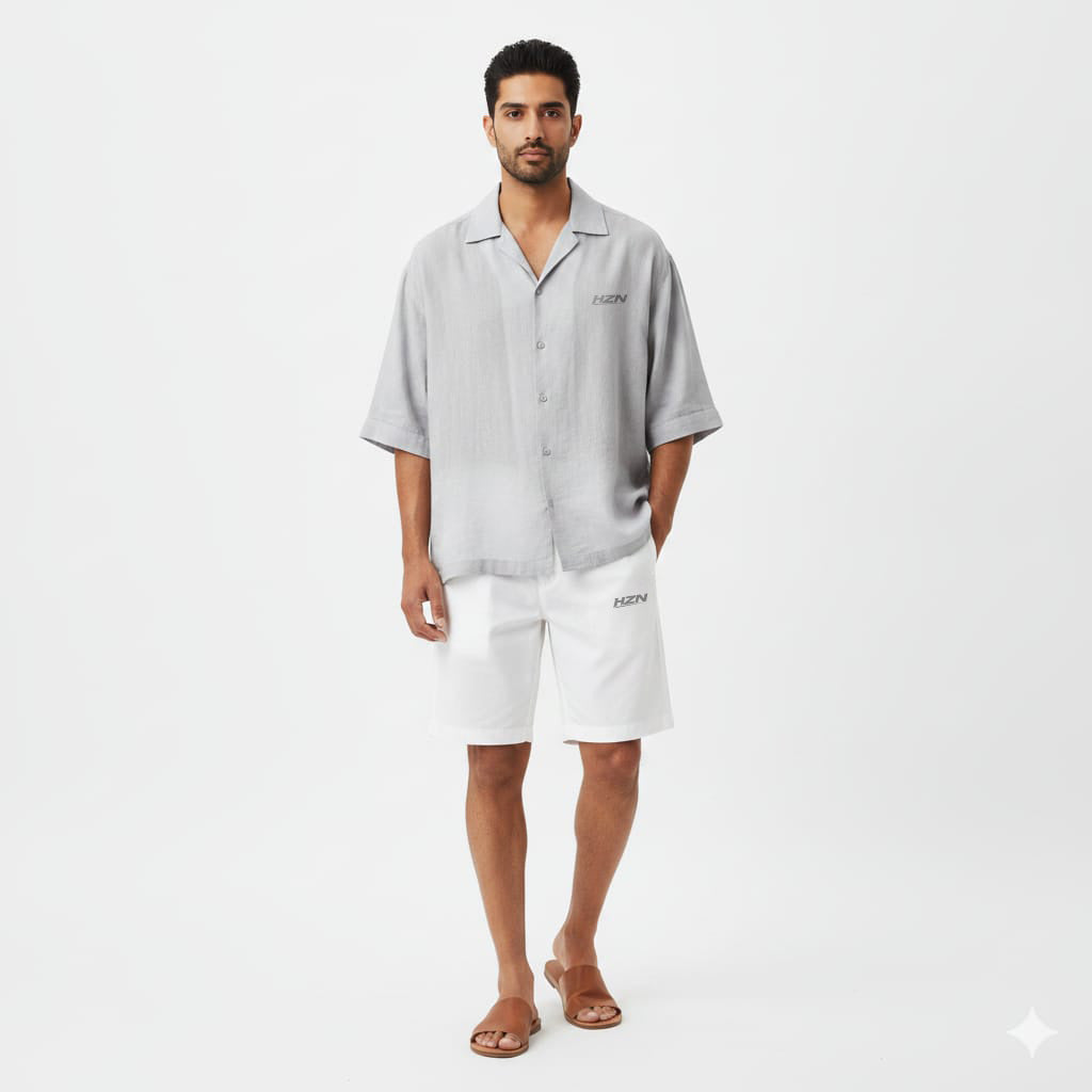 Men's Light Grey Relaxed Fit Summer Co-Ord Set