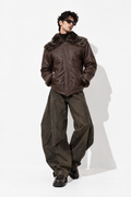FUR-YOKE LEATHER TRENCH-BOMBER