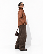 FUR-YOKE LEATHER TRENCH-BOMBER