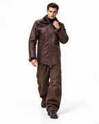 FUR-YOKE LEATHER TRENCH-BOMBER