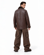 FUR-YOKE LEATHER TRENCH-BOMBER